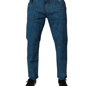 Dolce & Gabbana Blue Tie Dye Cotton Skinny Men Denim Jeans