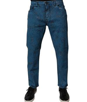Dolce &amp; Gabbana Blue Tie Dye Cotton Skinny Men Denim Jeans