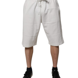 Dolce &amp; Gabbana White Cotton Sweatshorts Men Bermuda Shorts