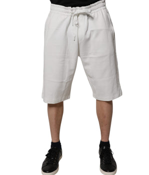 Dolce &amp; Gabbana White Cotton Sweatshorts Men Bermuda Shorts