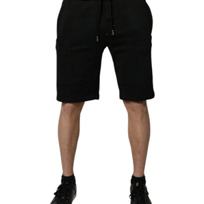 Dolce &amp; Gabbana Black Cotton Sweatshorts Men Bermuda Shorts