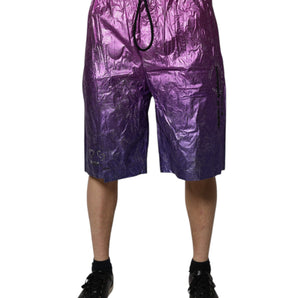 Dolce &amp; Gabbana Metallic Pink Purple Two Tone Bermuda Shorts