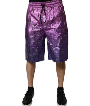 Dolce &amp; Gabbana Metallic Pink Purple Two Tone Bermuda Shorts