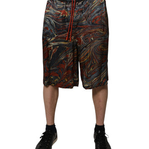Dolce &amp; Gabbana Multicolor Marble Print Trouser Bermuda Shorts