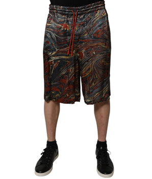 Dolce &amp; Gabbana Multicolor Marble Print Trouser Bermuda Shorts