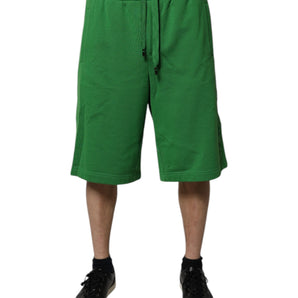 Dolce &amp; Gabbana Green Cotton Men Sweatshorts Bermuda Shorts