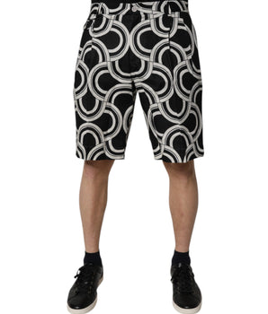 Dolce &amp; Gabbana Black White Linen Bermuda Shorts