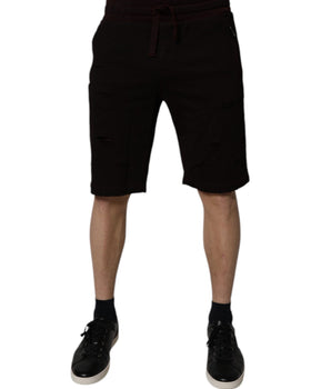 Dolce &amp; Gabbana Maroon Cotton Sweatshorts Men Bermuda Shorts
