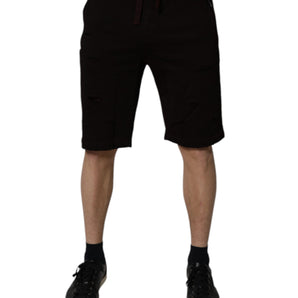 Dolce &amp; Gabbana Maroon Cotton Sweatshorts Men Bermuda Shorts