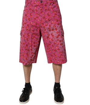 Dolce &amp; Gabbana Pink Cherry Print Cargo Cotton Shorts
