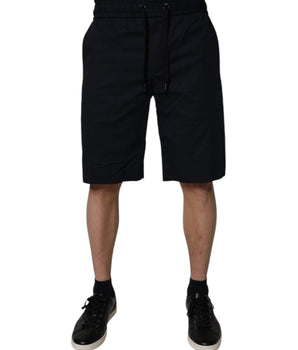 Dolce &amp; Gabbana Black Cotton Sweatshorts Men Bermuda Shorts