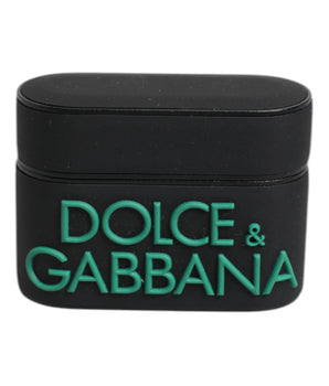 Dolce &amp; Gabbana Black Orange Silicone Embossed Logo Airpods Case