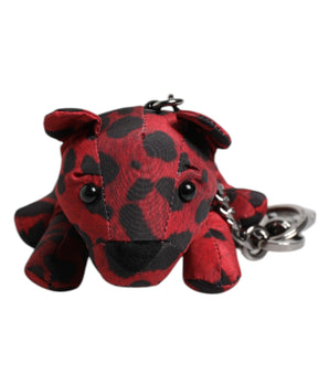 Dolce &amp; Gabbana Red Black Polyester Animal Silhouette Keychain Keyring
