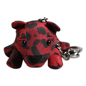 Dolce &amp; Gabbana Red Black Polyester Animal Silhouette Keychain Keyring