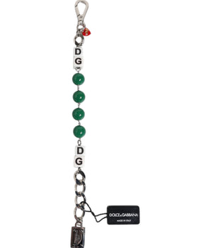 Pulsera Dolce &amp; Gabbana con dije de dados de latón en tono plateado y logotipo adornado