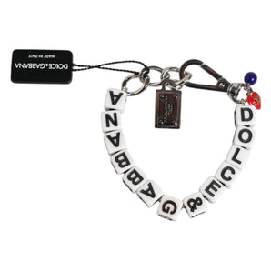 Dolce & Gabbana Silver Brass Chain Dice Logo Embellished Charm Bracelet