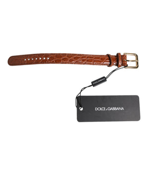 Brazalete de piel texturizada marrón con hebilla de metal dorado de Dolce &amp; Gabbana