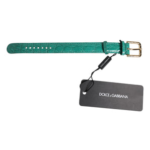 Dolce & Gabbana Green Exotic Leather Gold Tone Metal Buckle Armband
