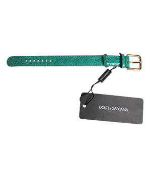 Brazalete de piel exótica verde con hebilla metálica dorada de Dolce &amp; Gabbana