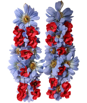 Pendientes colgantes de clip con cristales florales de latón dorado de Dolce &amp; Gabbana