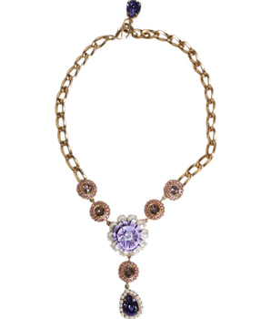 Collar Dolce &amp; Gabbana de latón dorado con cristales florales y perlas