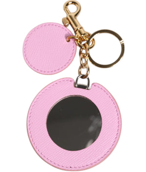 Llavero con estampado del logotipo en metal dorado y piel de becerro rosa de Dolce &amp; Gabbana