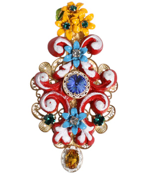 Pinza para el cabello con cristales de latón dorado CARRETTO Multicolor Spring de Dolce &amp; Gabbana