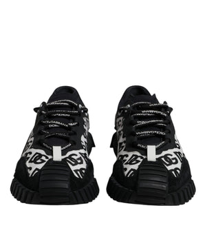 Dolce &amp; Gabbana Black Logo Lace Up Low Top NS1 Sneakers Shoes