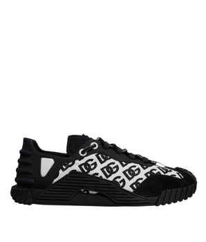 Dolce &amp; Gabbana Black Logo Lace Up Low Top NS1 Sneakers Shoes