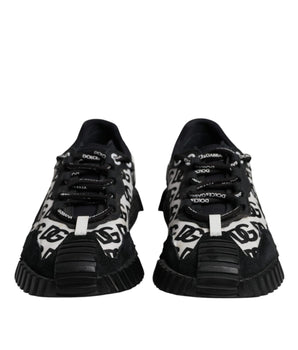 Dolce &amp; Gabbana Black Logo Lace Up Low Top NS1 Sneakers Shoes