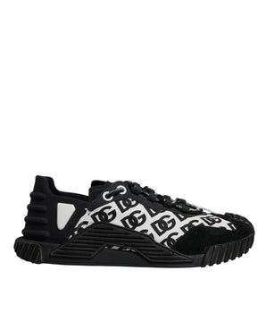 Dolce &amp; Gabbana Black Logo Lace Up Low Top NS1 Sneakers Shoes
