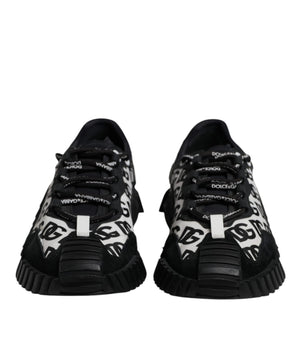 Dolce &amp; Gabbana Black Logo Lace Up Low Top NS1 Sneakers Shoes