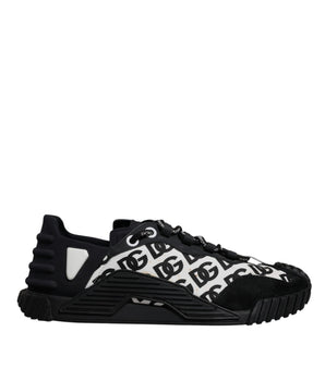 Dolce &amp; Gabbana Black Logo Lace Up Low Top NS1 Sneakers Shoes
