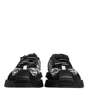 Dolce &amp; Gabbana Black Logo Lace Up Low Top NS1 Sneakers Shoes