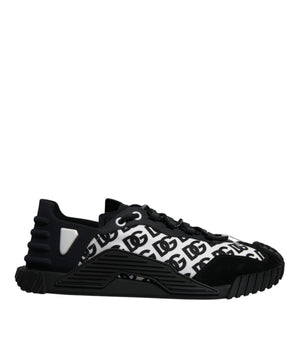 Dolce &amp; Gabbana Black Logo Lace Up Low Top NS1 Sneakers Shoes