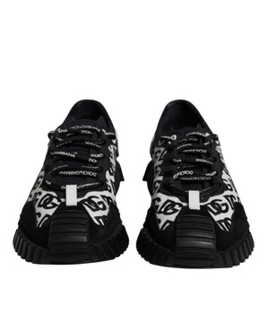 Dolce &amp; Gabbana Black Logo Lace Up Low Top NS1 Sneakers Shoes