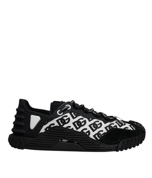 Dolce &amp; Gabbana Black Logo Lace Up Low Top NS1 Sneakers Shoes