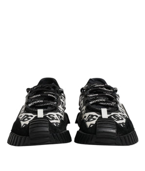 Dolce &amp; Gabbana Black Logo Lace Up Low Top NS1 Sneakers Shoes