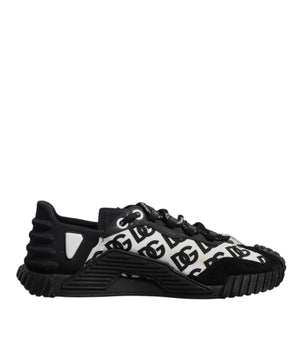 Dolce &amp; Gabbana Black Logo Lace Up Low Top NS1 Sneakers Shoes
