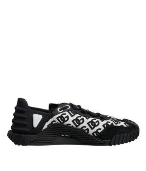 Dolce &amp; Gabbana Black Logo Lace Up Low Top NS1 Sneakers Shoes