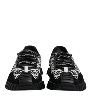 Dolce &amp; Gabbana Black Logo Lace Up Low Top NS1 Sneakers Shoes