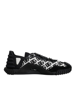 Dolce &amp; Gabbana Black Logo Lace Up Low Top NS1 Sneakers Shoes