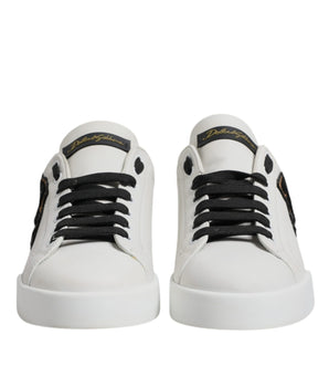 Dolce &amp; Gabbana White Leather DG Logo Low Top Sneakers Shoes