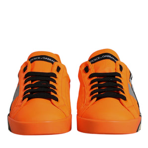 Dolce & Gabbana Orange Portofino Logo Tape Men Sneakers Shoes