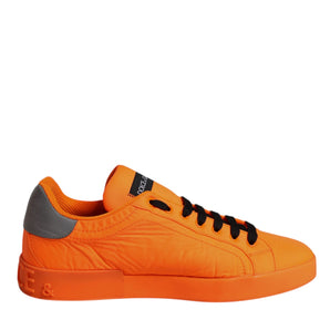 Dolce & Gabbana Orange Portofino Logo Tape Men Sneakers Shoes