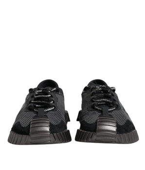 Dolce &amp; Gabbana Black Silver Logo Low Top Men Sneakers Shoes