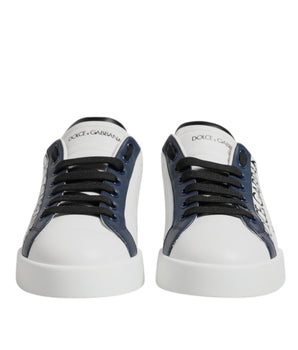 Dolce &amp; Gabbana White Blue Crown Low Top Men Sneakers Shoes