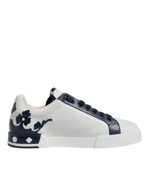 Dolce &amp; Gabbana White Blue Crown Low Top Men Sneakers Shoes