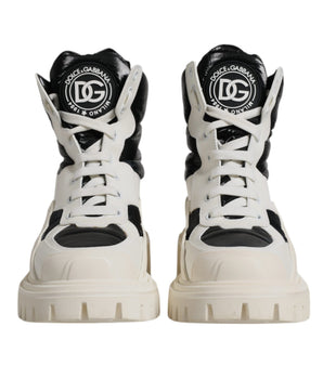 Dolce & Gabbana White Padded Mid Calf Lace Up Boots Shoes