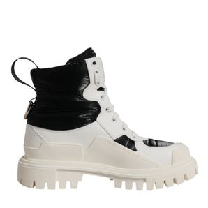 Botas blancas con cordones y acolchado de media pantorrilla de Dolce &amp; Gabbana